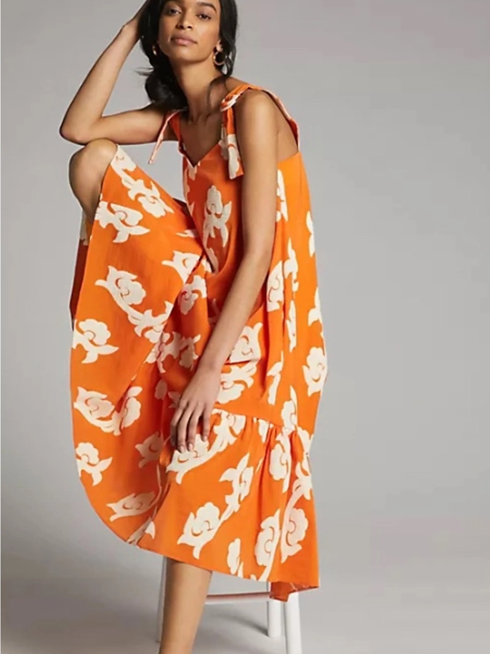 Anthropologie Exquise Phoebe Flounced Embroidered Midi Dress